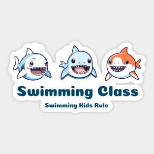 swimming class, swim kids rule, sea animals v7 Sticker